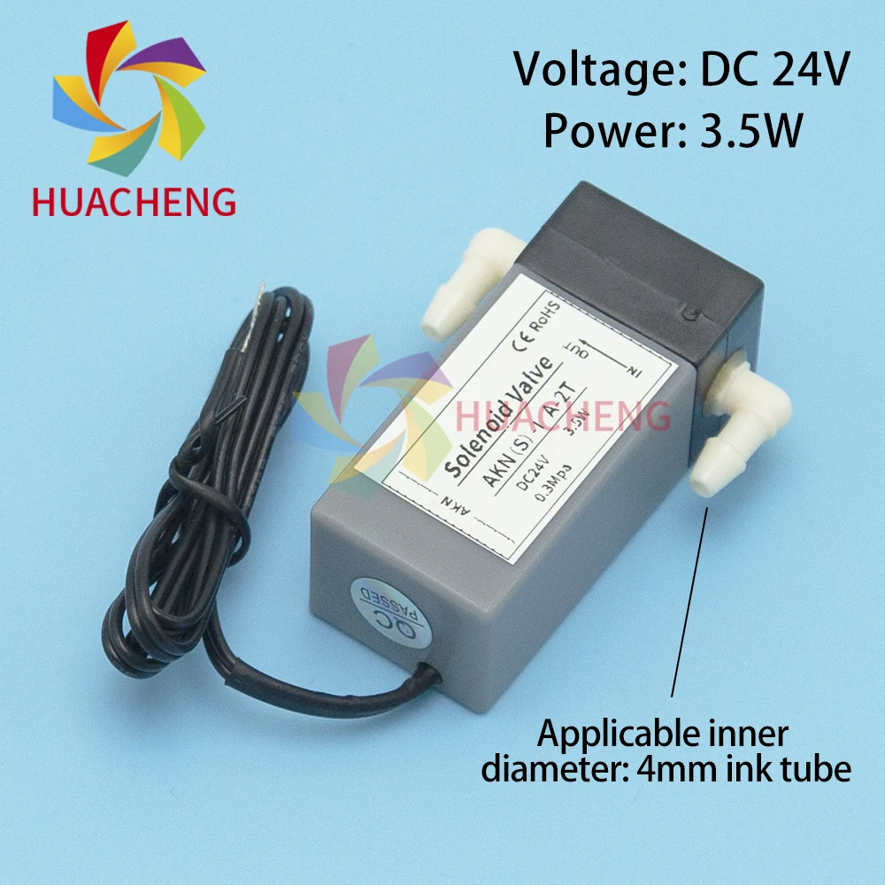

1 шт., 24 В постоянного тока, 3,5 Вт, 2-ходовой электромагнитный клапан для струйного принтера Flora Gongzheng Wit-Color 0,3 МПа