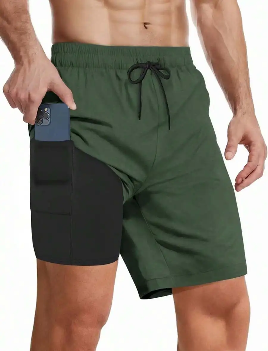 

Mens Swim Trunks With Compression Liner Quick Dry Board Shorts With Pockets