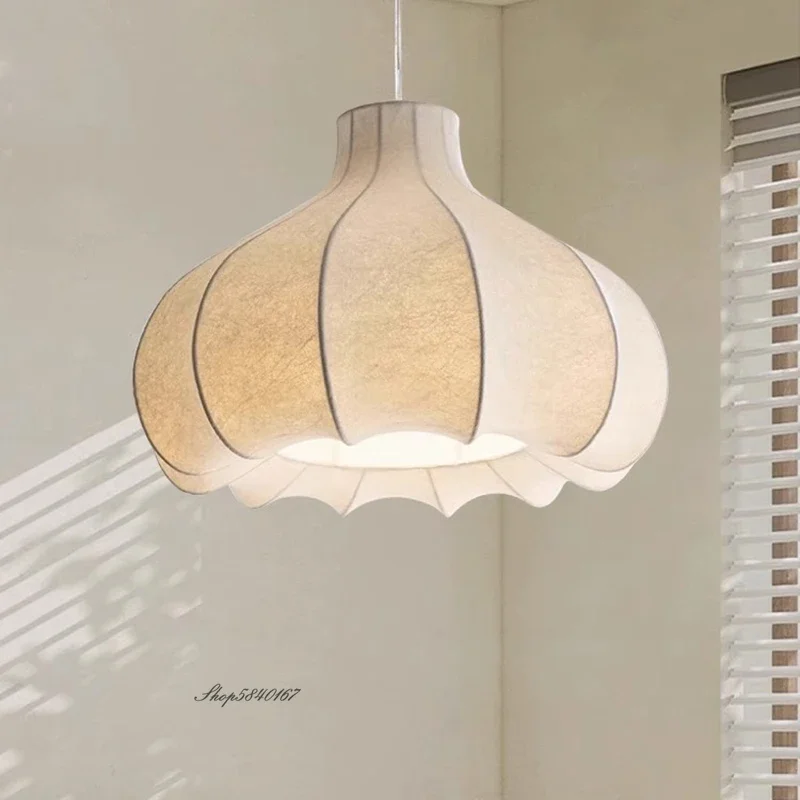 lampada de seda estilo creme vintage designer nordico luz pendente para sala de jantar quarto decoracao de estudo luminaria wabi sabi lampadas 01