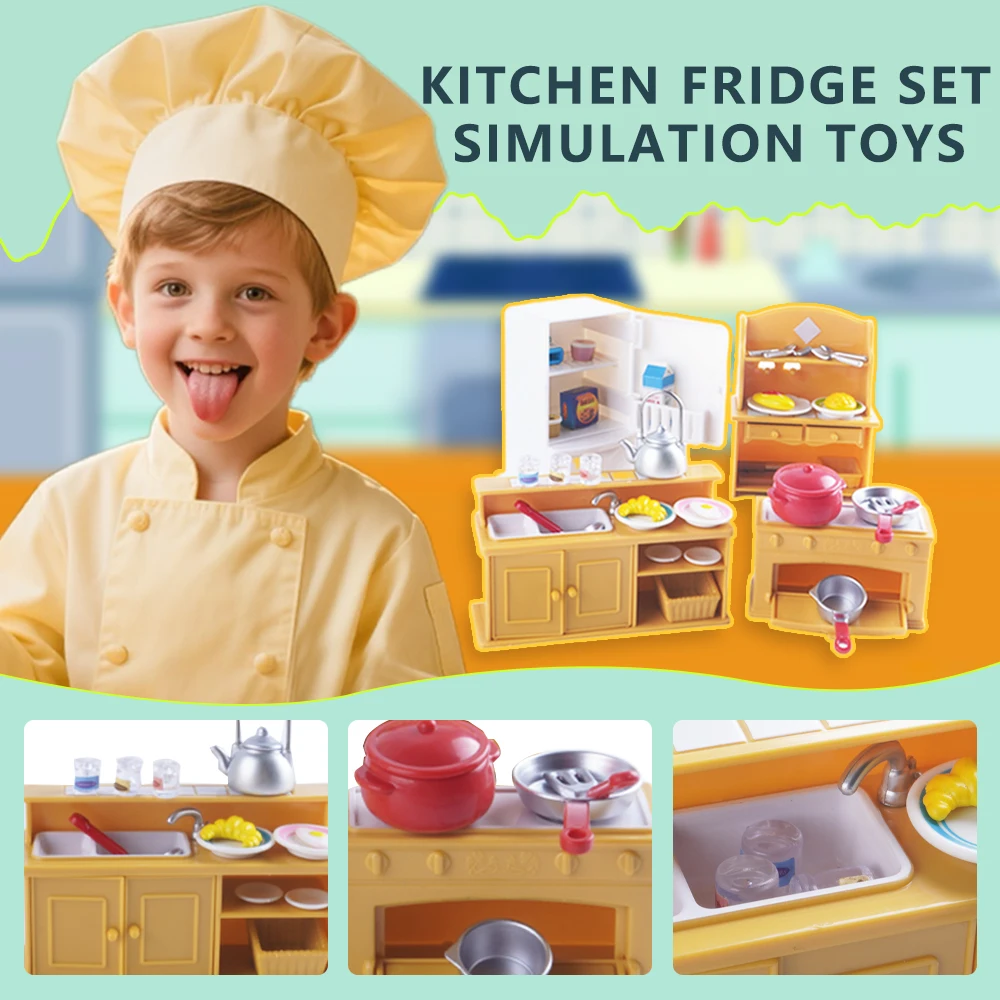 SENGTONGLE-T04 conjunto de cozinha casa de bonecas móveis em miniatura cozimento comida fingir jogar casa de boneca acessórios para presentes da menina do menino