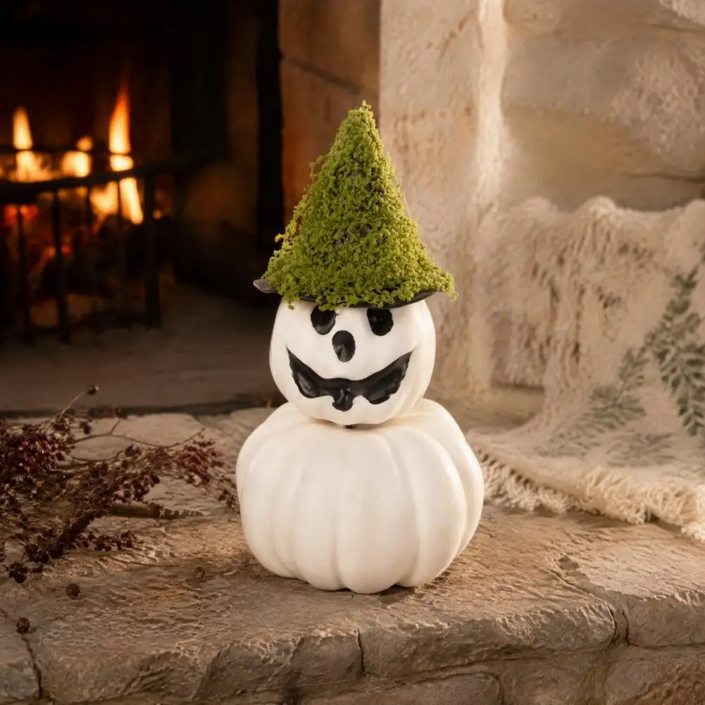 Indoor Fall Decoration Halloween Moss Witch Hat Halloween Witch Hat Pumpkin Planter Artificial Moss Potted Plant for Tabletop