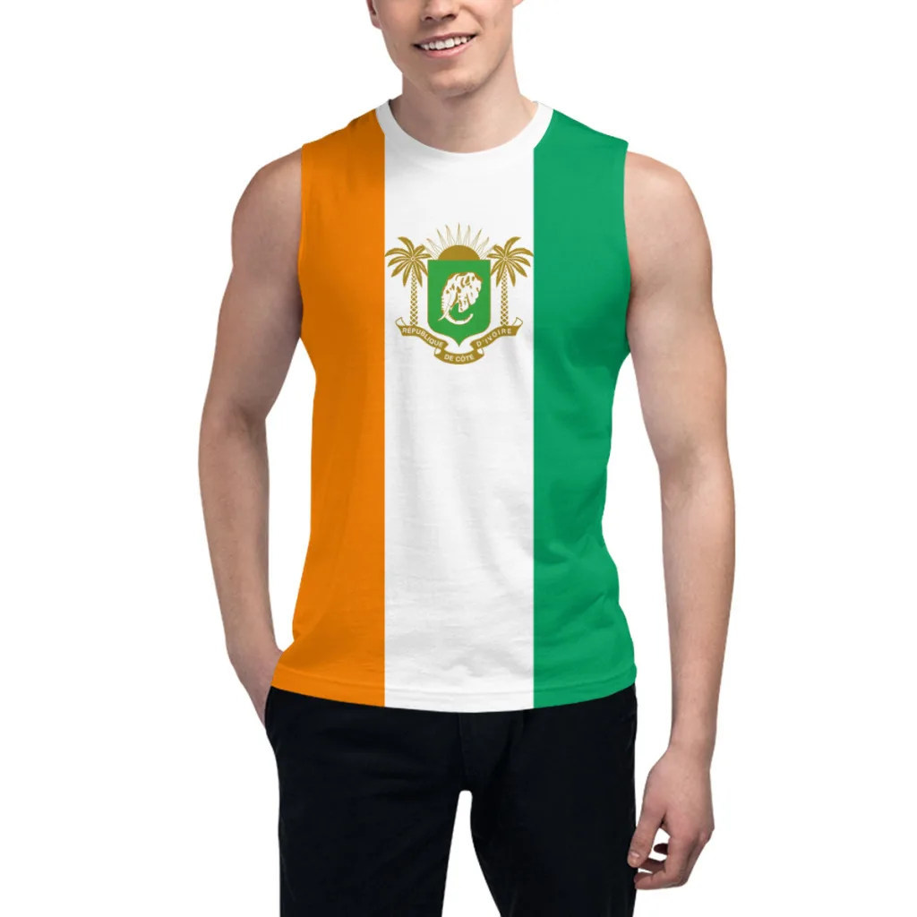 

Sleeveless T-shirt Cote d'Ivoire Flag 3D Men's Boys Tshirt Gyms Tank Tops Fitness Joggers Basketball Training Vest