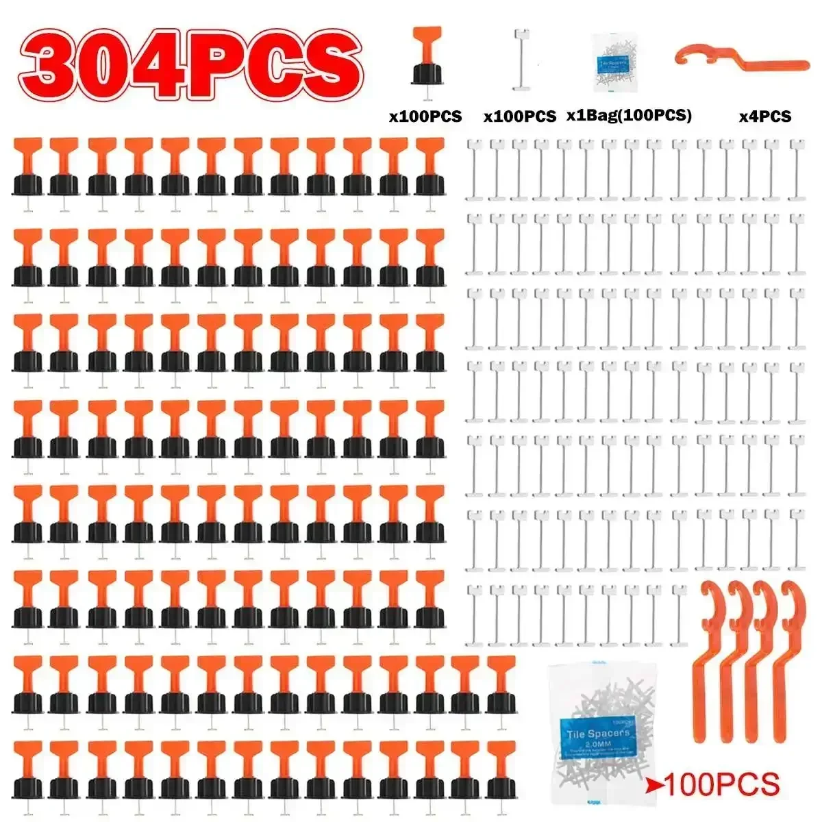 304pcs/set Level Wedges Tile Spacers For Wall Flooring Tile Spacer Carrelage Tile Leveling System Leveler Locator Spacers Plier