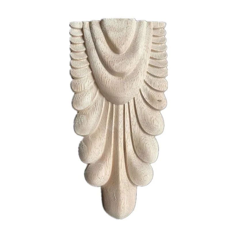 20cm Wood Carved Applique Unpainted Vintage Home Decor Style Fireplace Door God Stage Stigma Pillar Decoration Accessories