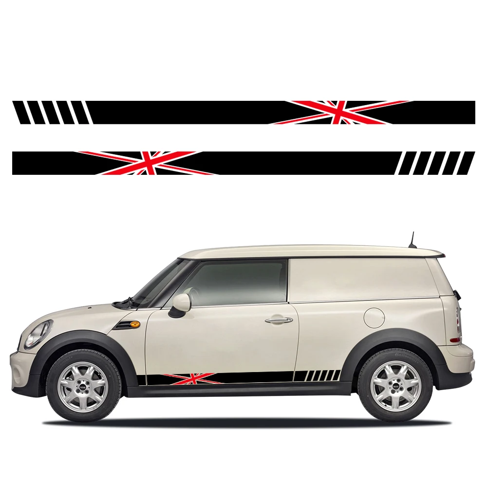 Union Jack Car Track Racing Sticker Car Door Side Sticker For Mini Cooper S JCW One F54 F55 F56 F60 R55 R56 R60 R61 Acceessories