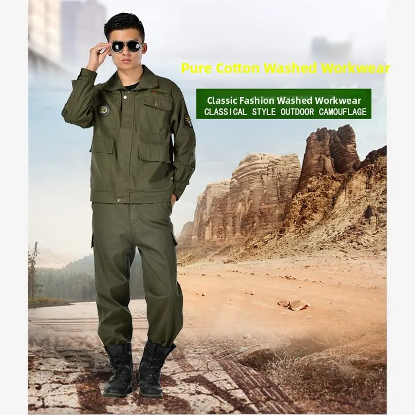 Set Professionale di Abbigliamento da Lavoro in Cotone con Grandi Tasche Multiple, Resistente al Calore e all'Usura, per Saldatura e Costruzioni