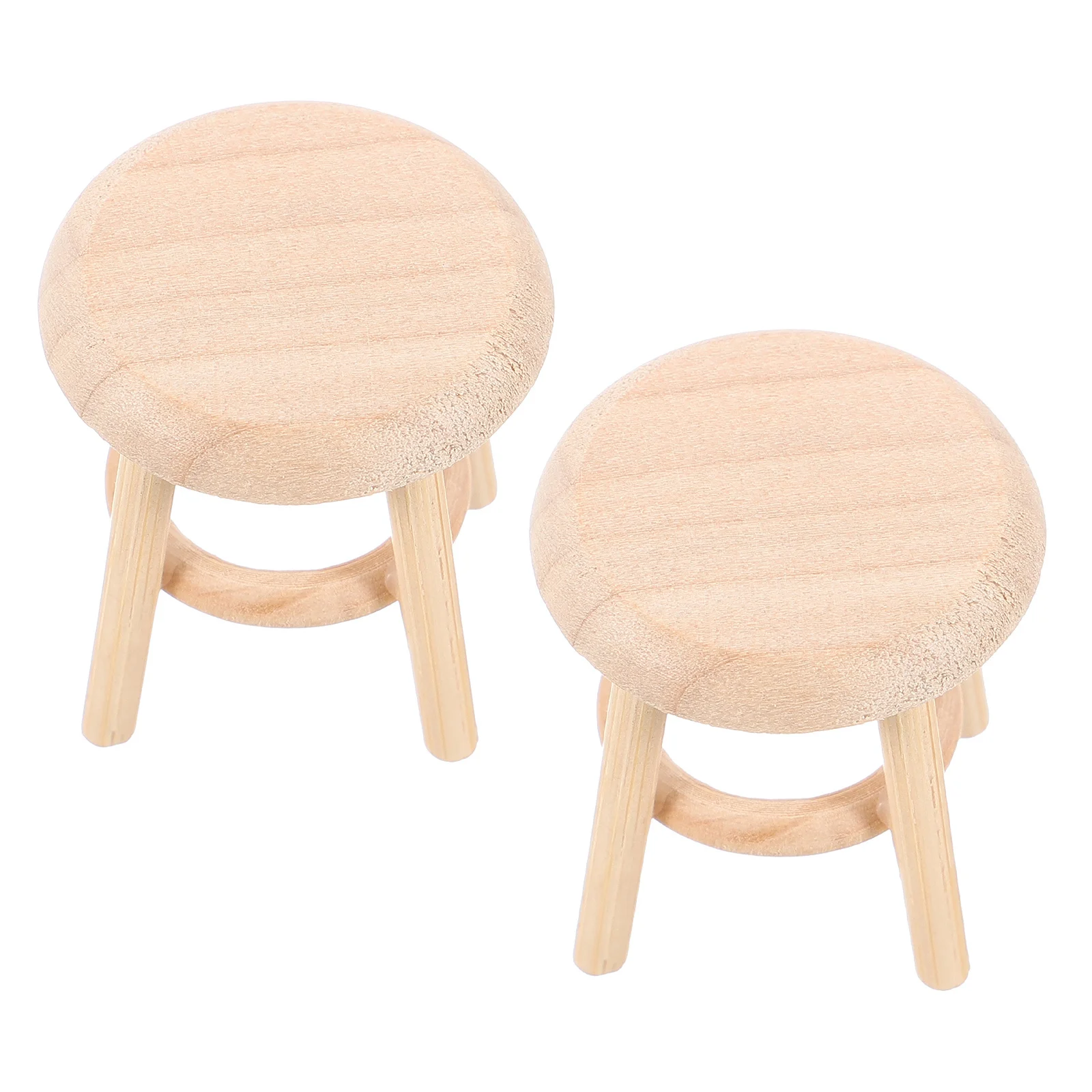 

2pcs Mini Wooden Stool 1:12 Scale Dollhouse Chair For Diy Furniture Lightweight Round Bar Stool Pretend Play Kitchen Scene Decor