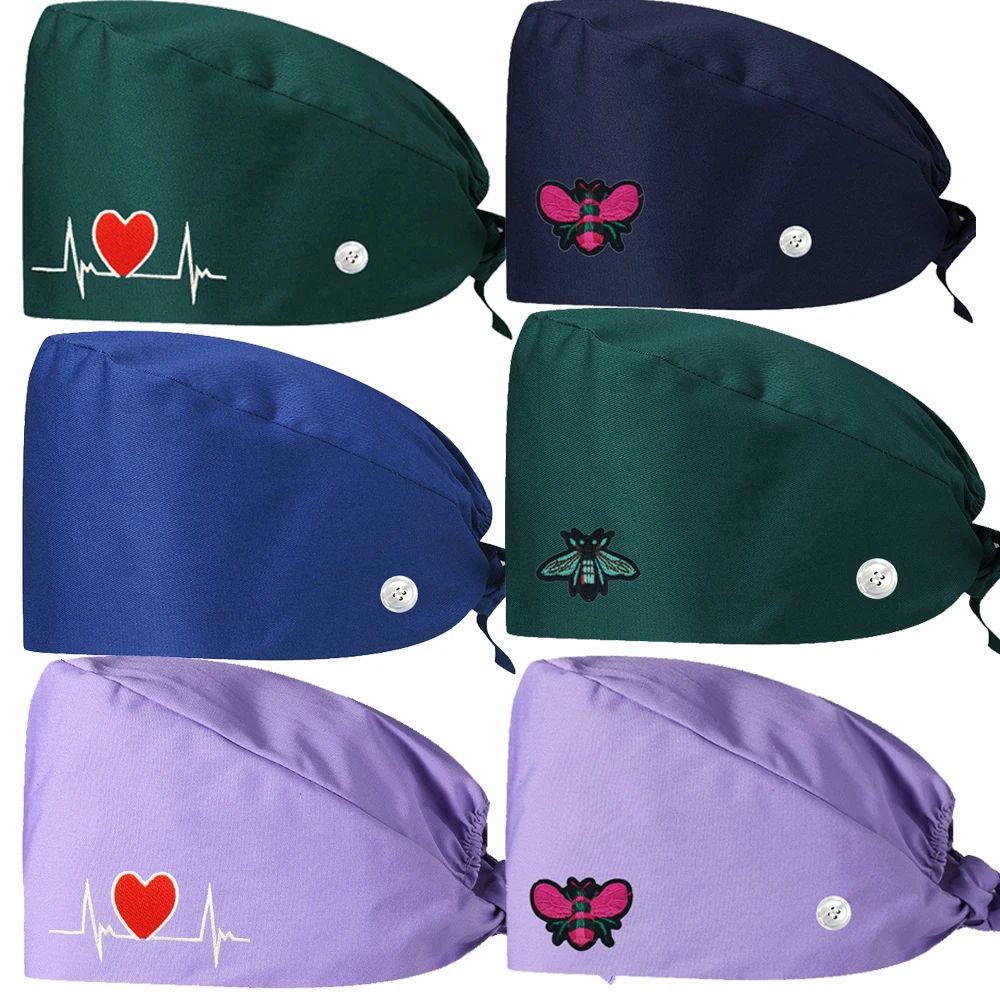 

Bee Solid color scrubs caps Pet Grooming Agency Work Scrubs Beauty Work Hats Lab nursing scrubs cap gorro enfermera womens men