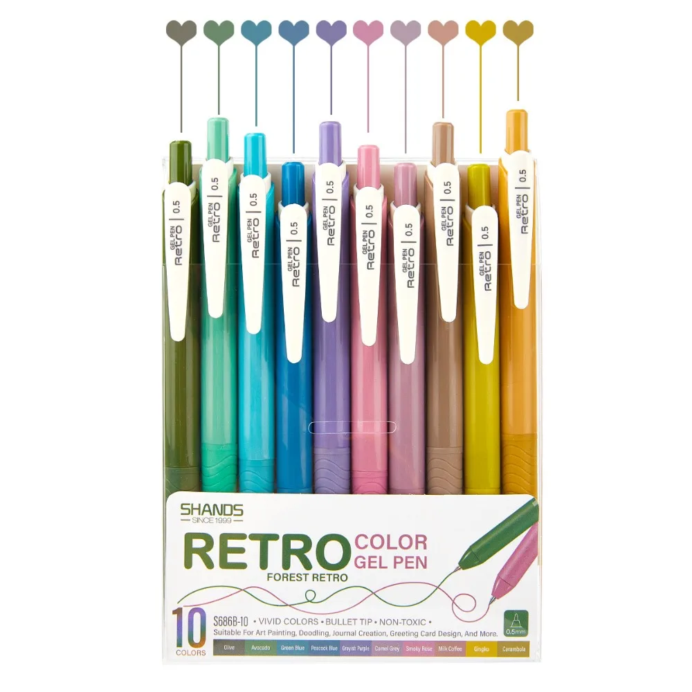 

10pcs Retractable Fine Tip Colored Gel Pen Marker pen Quick Dry Art Drawing Pen Stationery 0.5mm Student Writing Pen Painting