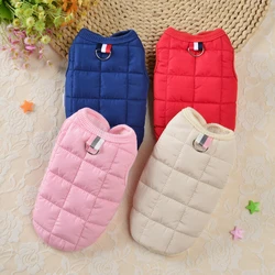 Solid Color Padded Pet Jacket With Traction Ring Simple Warm Dog Vest Durable Trendy Cat Coat Cozy Teddy Clothes For Winter