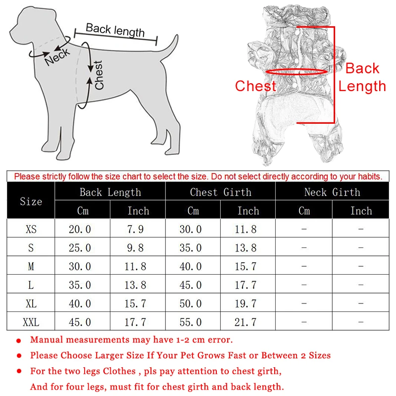 Winter Dog Clothes For Small Dogs Cat Fleece Thicken Warm Waterproof Jacket Coat Pet Puppy French Bulldog Chihuahua Jumpsuit