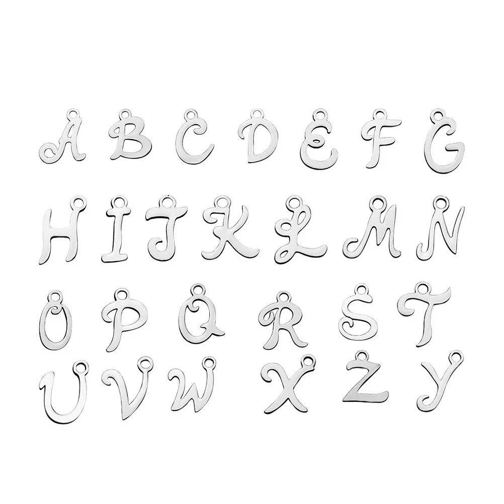 26Pcs English A-Z Stainless Steel Pendants Durable DIY Jewelry Making Charms for Necklace Bracelet Keychain Gifts