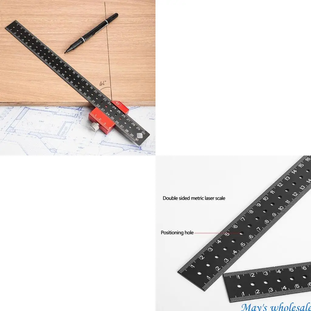 

Aluminum Alloy Line Limit Ruler Lightweight Marking Gauge Metal Square for DIY Projects & Hardware Installation 448A