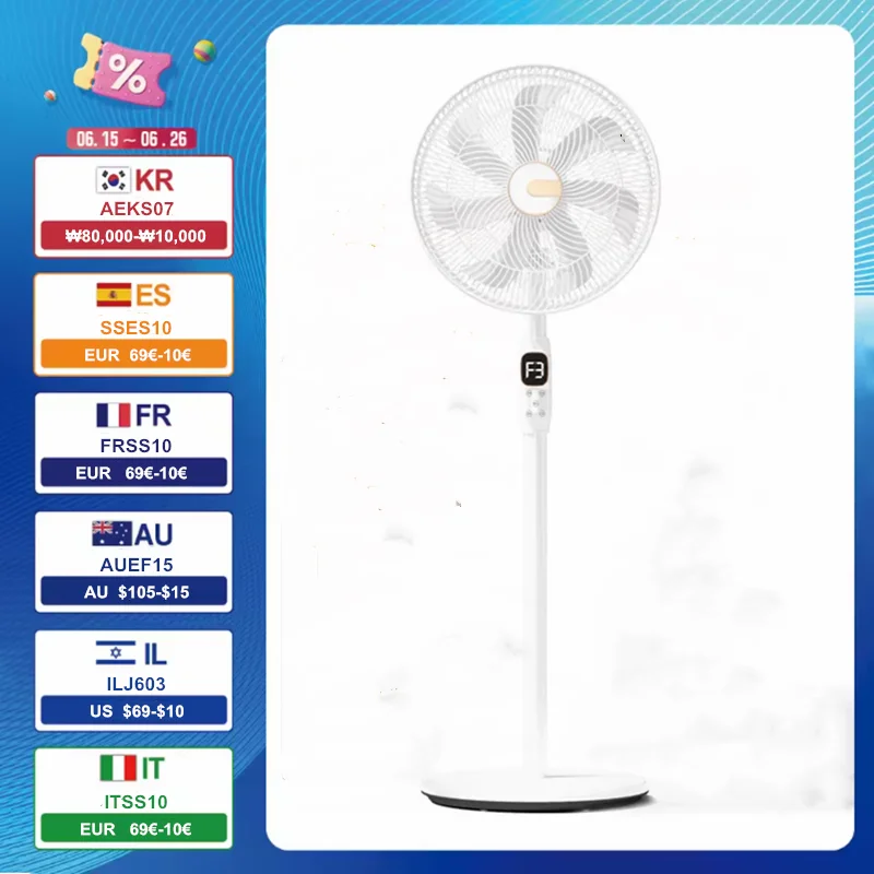 7-Blade Plastic Fan with Touch Display Remote Control Operation Home Appliance Air Circulation And Cooling