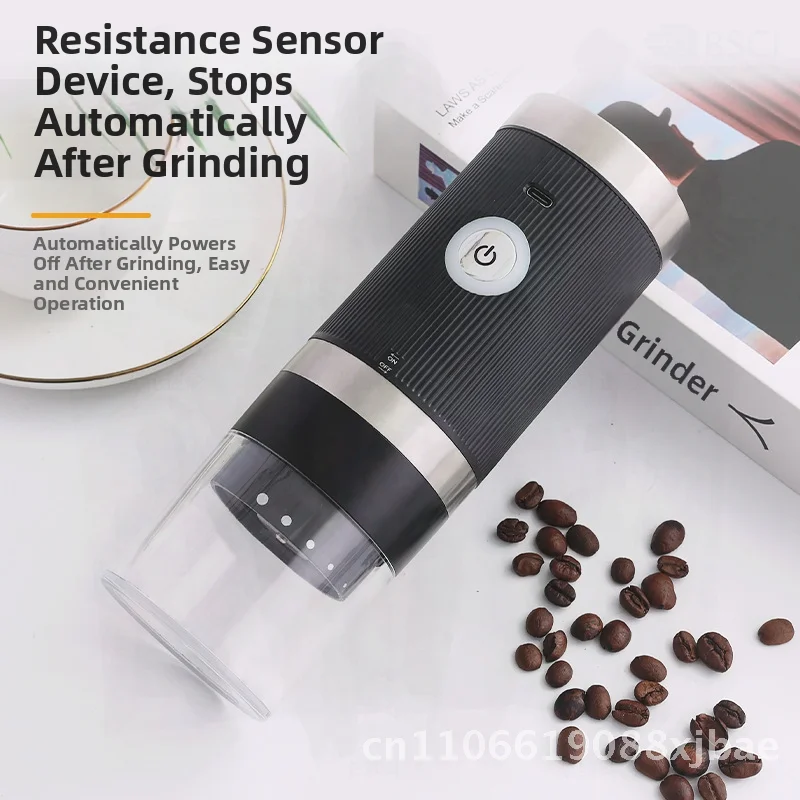 

Портативная электрическая кофемолка для кофейных зерен, перезаряжаемая от USB кофемолка из нержавеющей стали для офиса, домашнего бара - черный, темно-зеленый, белый