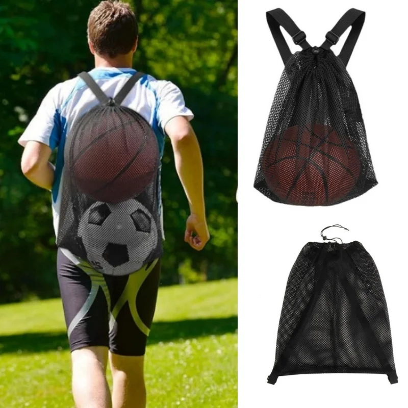 

Рюкзак на шнурке, сетчатая сумка, сумка для хранения футбола, баскетбола, спортивная дорожная игрушка для спортзала, сумка для плавания, портативный карман для покупок в супермаркете