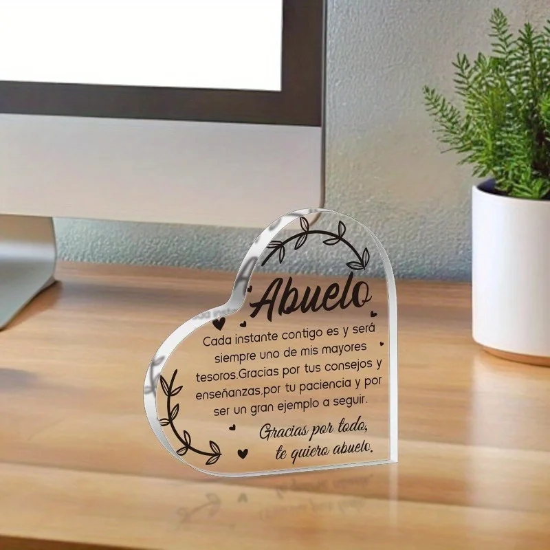 [2D Flat] Acrylic Gift for a Spanish-Speaking Grandfather – Father'S Day Acrylic Heart-Shaped Board, Grandfather Memory