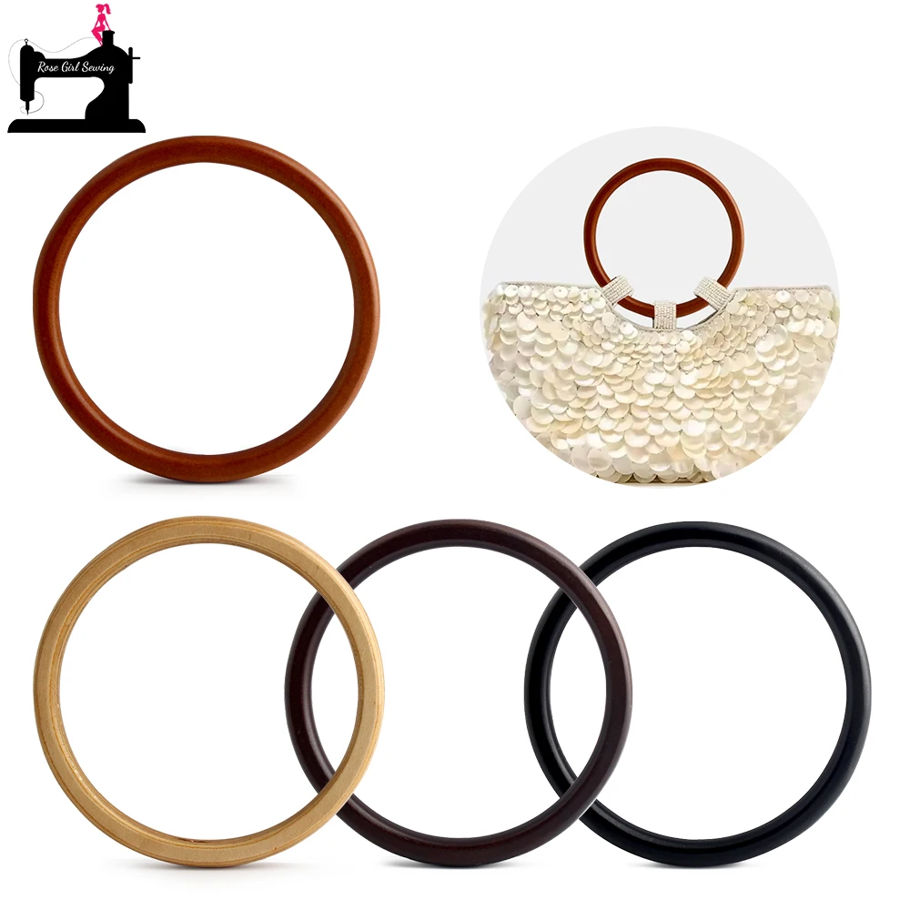 

2/4PCS 14cm Wooden Handbag Handmade Bag Round Handle For Purse Frame Shoulder Straps Crochet Handbag Replacement Accessories