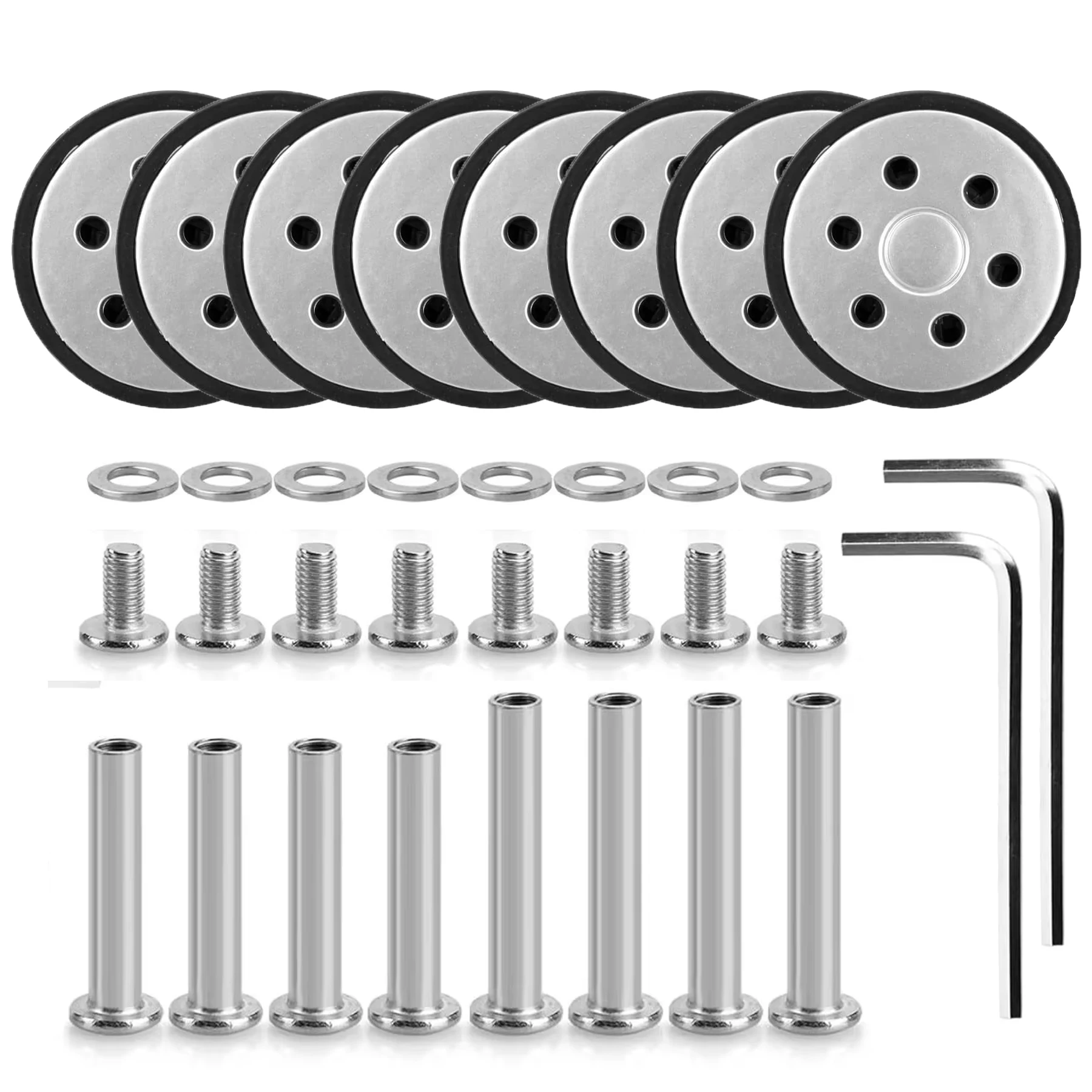 8Pcs Sliver Luggage Wheels w/h Screw Replacement Wheel for Suitcase Wear-resistant Trolley Repair Wheel 55mm Axles Caster Parts