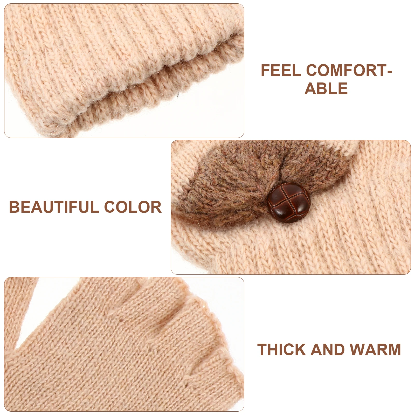 

Ladies Women Fingerless Knitted Convertible Warm Cold Weather Gloves Clamshell Unisex Mittens Winter Hands Riding