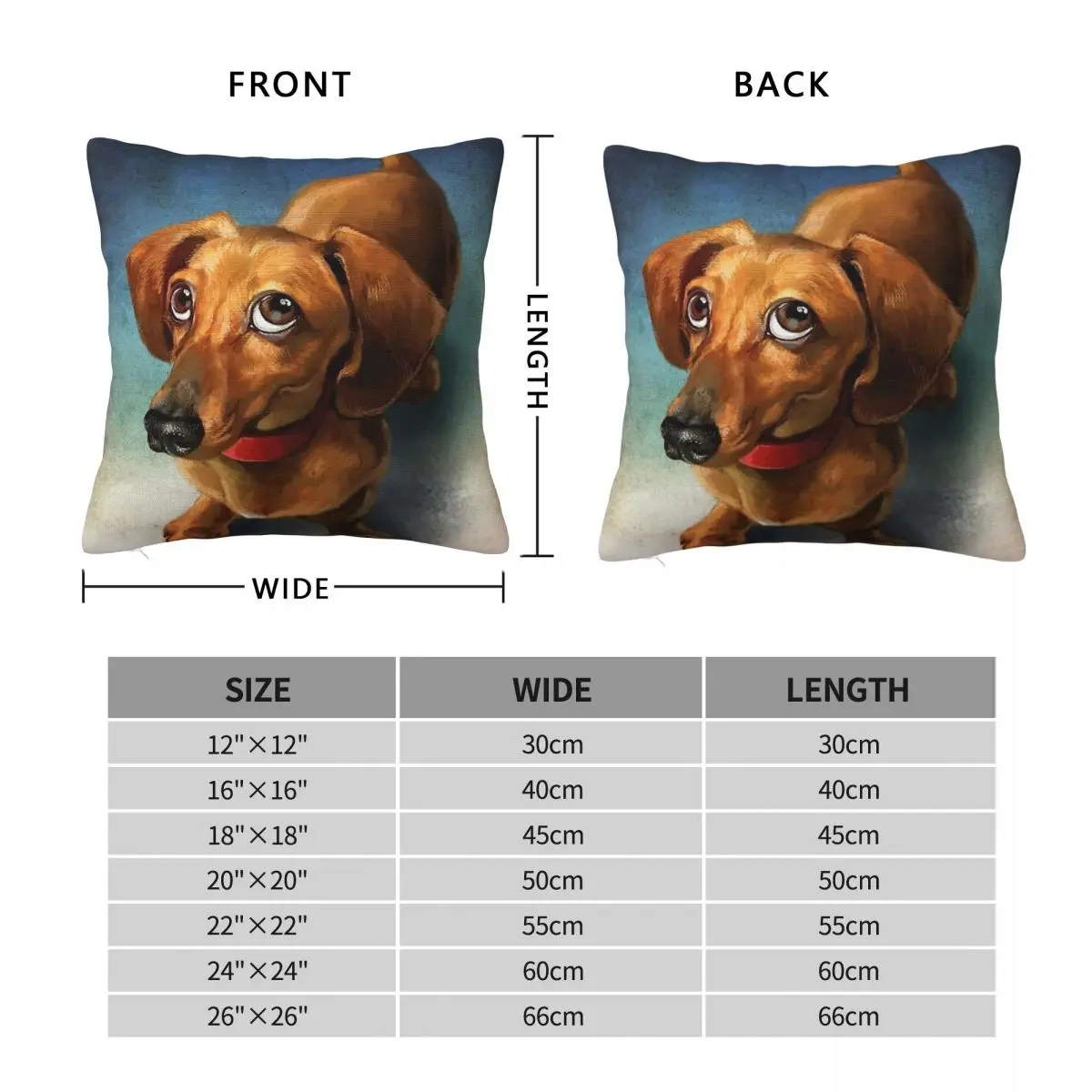 Dachshund Portrait Square Pillowcase Polyester Linen Velvet Creative Zip Decor Pillow Case Sofa Cushion Cover 45x45