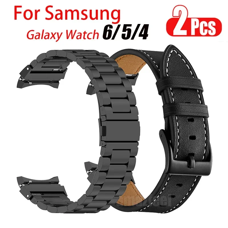 Ремешок металлический для смарт-часов Samsung Galaxy Watch 4 44/40 мм, браслет из натуральной кожи для Galaxy Watch 4 Classic, адаптер 42/46 мм