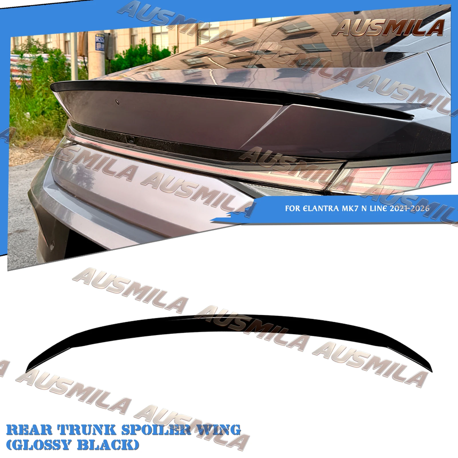 Rear Trunk Spoiler Wing Tailgate Tail Splitter Duckbill Flap Lid Trim Decklid For Elantra MK7 N Line 2021-2026