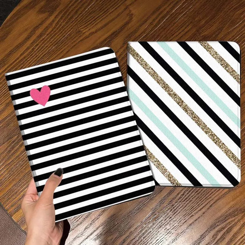 

Чехол для планшета с рисунком розового сердца и полосками для Apple iPad Air Pro mini 1 2 3 4 5 6 7 8 9 11 M2 M3 M5 M4 5th 6th 7th 10th 11th, подарок