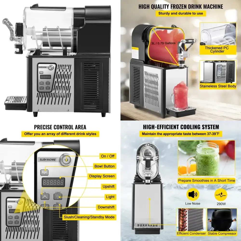 Commercial Single Slush Frozen Drink Machine 3L New Steel Home Machine for Snack Application Automatic PLC Components