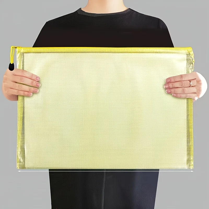 

5-Pack A3 PVC Zipper Portfolio Folders with Mesh Design - Waterproof Art, Data, and Drawing Storage Bags