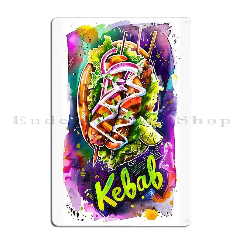 Kebab Delight Indulge In The Rich Spiced Goodness Of Mediterranean Metal Plaque Poster Classic Designing Designing