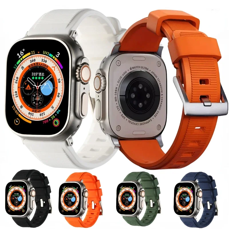 Silicone Watch Strap for Apple Watch Ultra 3 49mm 11 10 9 8 7 45mm 46mm Bracelet Wristband iWatch 6 5 SE 44mm Correa Accessories