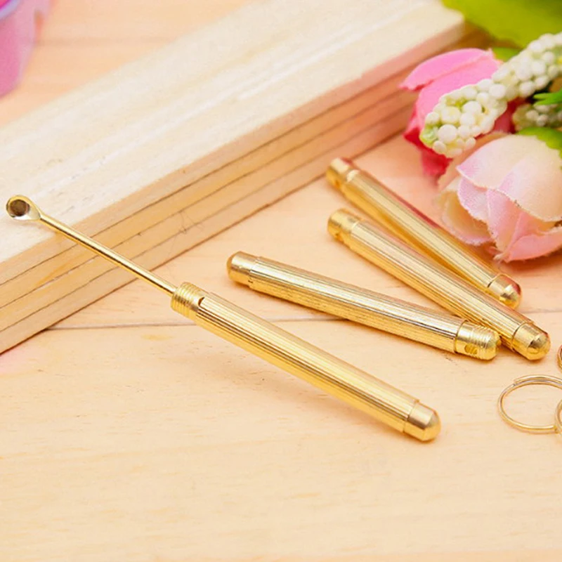 New Folding type Golden Earwax Cleaner Ear Wax Removal Tools Ear Spoon Attached