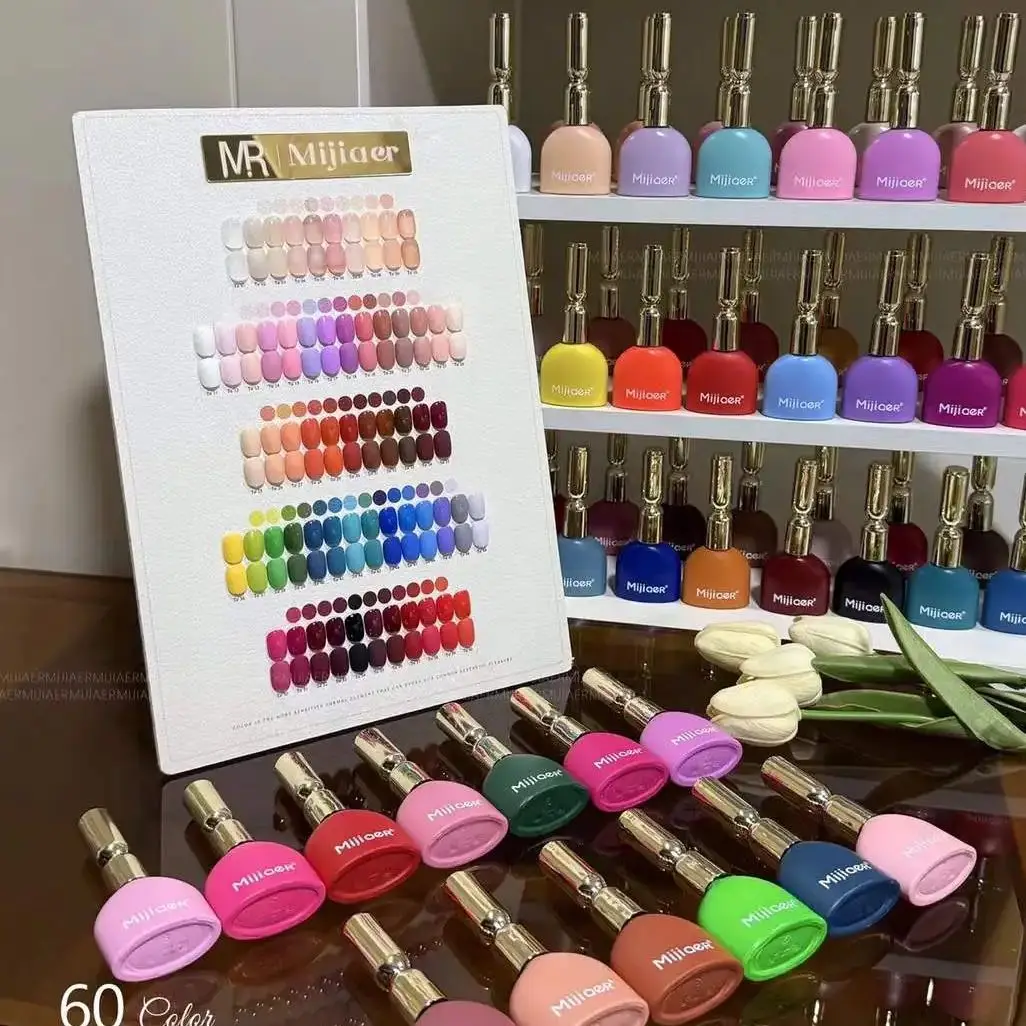 Mijiaer 60 Colors Gel Nail Polish Set With ColorCard Gel Polish Set Easy Soak Off 15ml Gel Polish Nail Kit Nail Salon Profession