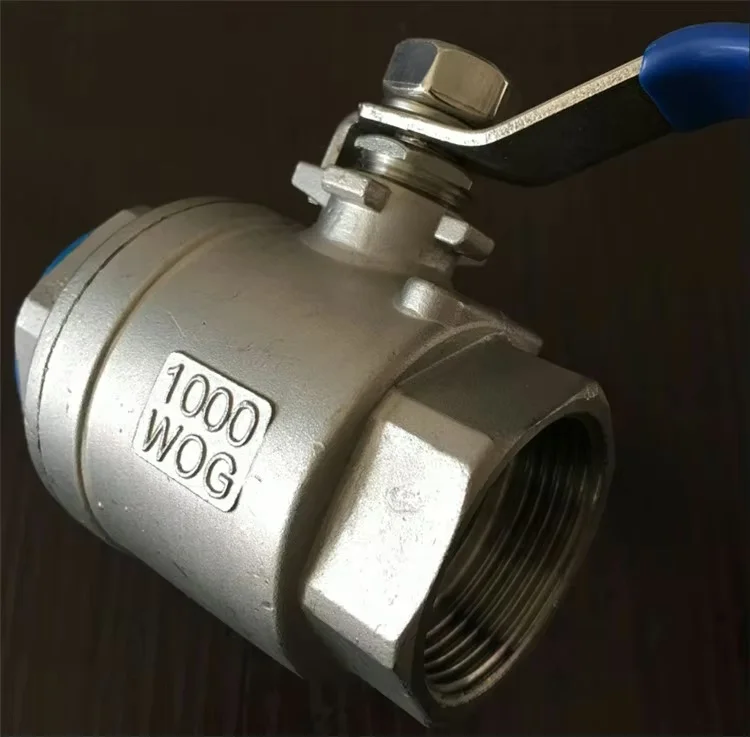 Valvola a sfera per tubi in acciaio inossidabile 304 femmina DN20 da 3/4" in due pezzi ad alta temperatura