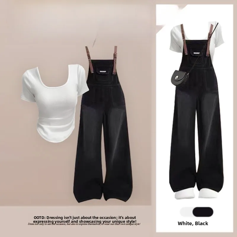 

Летний комплект 2026: Сексуальный укороченный топ Slim Fit и брюки карго с высокой талией, модный костюм-двойка с широкими брюками