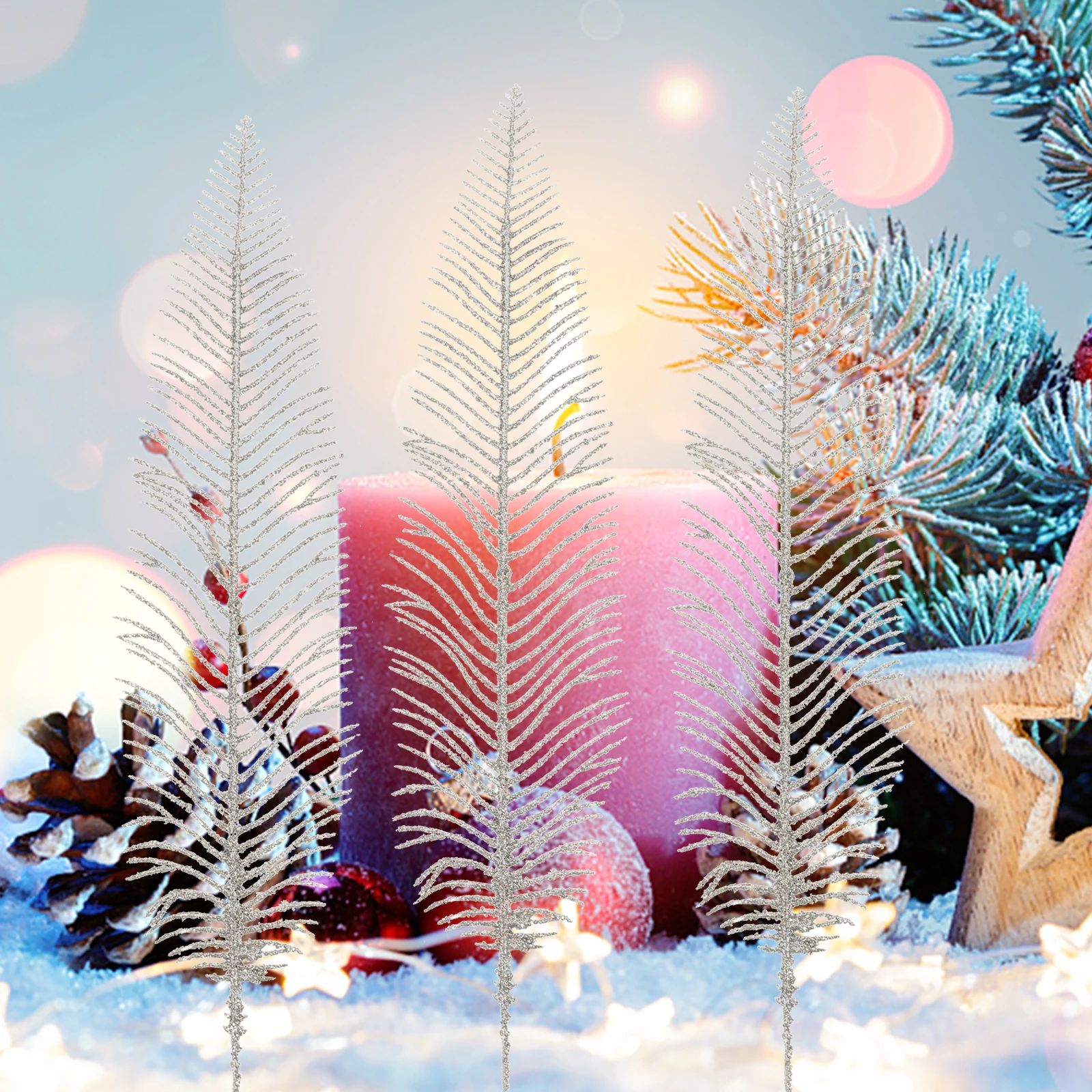 

10pcs Glitter Plastic Leaves Glitter Artificial Leaves Decorative Christmas Tree Wreath Fake nament Holiday Season