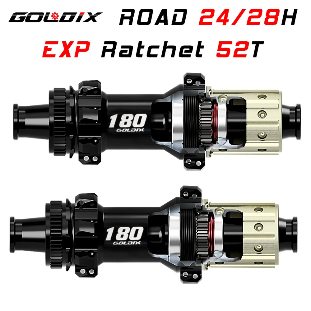 GOLDIX R180 ROAD Hub 6-Bolt Center Lock Disc Brake 24/28Hole New EXP Ratchet 52T Thru Road Gravel Bike Hub for Shimano SRAM