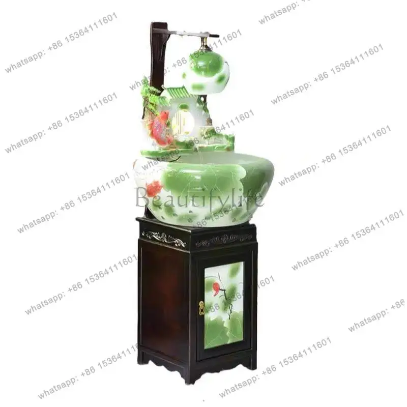 Ceramic fountain living room feng shui humidifier office landscape decoration lucky floor ornament