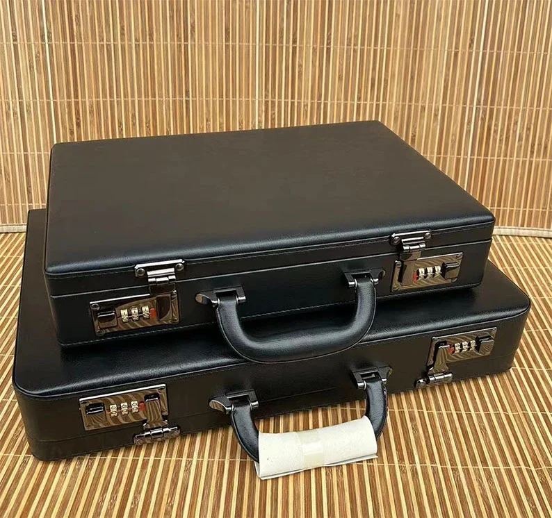 

Portable document password box retro business suitcase A4 multifunctional valuables storage box computer box