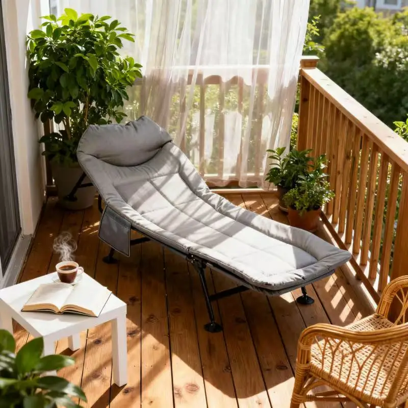 

Portable Folding Camping Cot Adjustable Adults Reclining Chairs With Mattress Sleeping Cots Bed