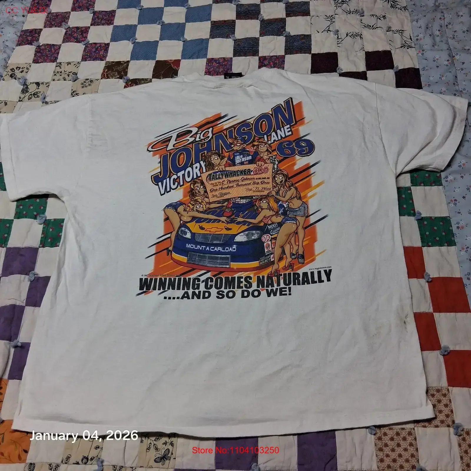 Vintage Big Johnson Adult Theme Funny Comic T Shirt SZ XL White Victory Winning vintage Washed Top For Everyday Wear homme