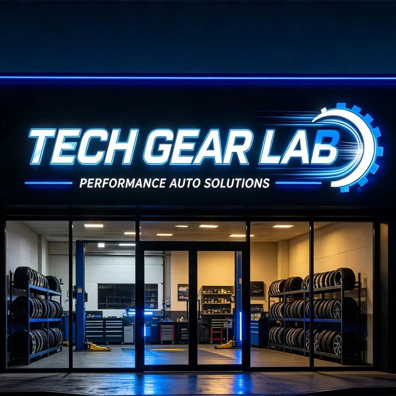 Enseigne lumineuse LED 3D personnalisée, résistante aux intempéries, en acier inoxydable, logo lumineux pour garage automobile, atelier de réparation automobile, enseigne extérieure