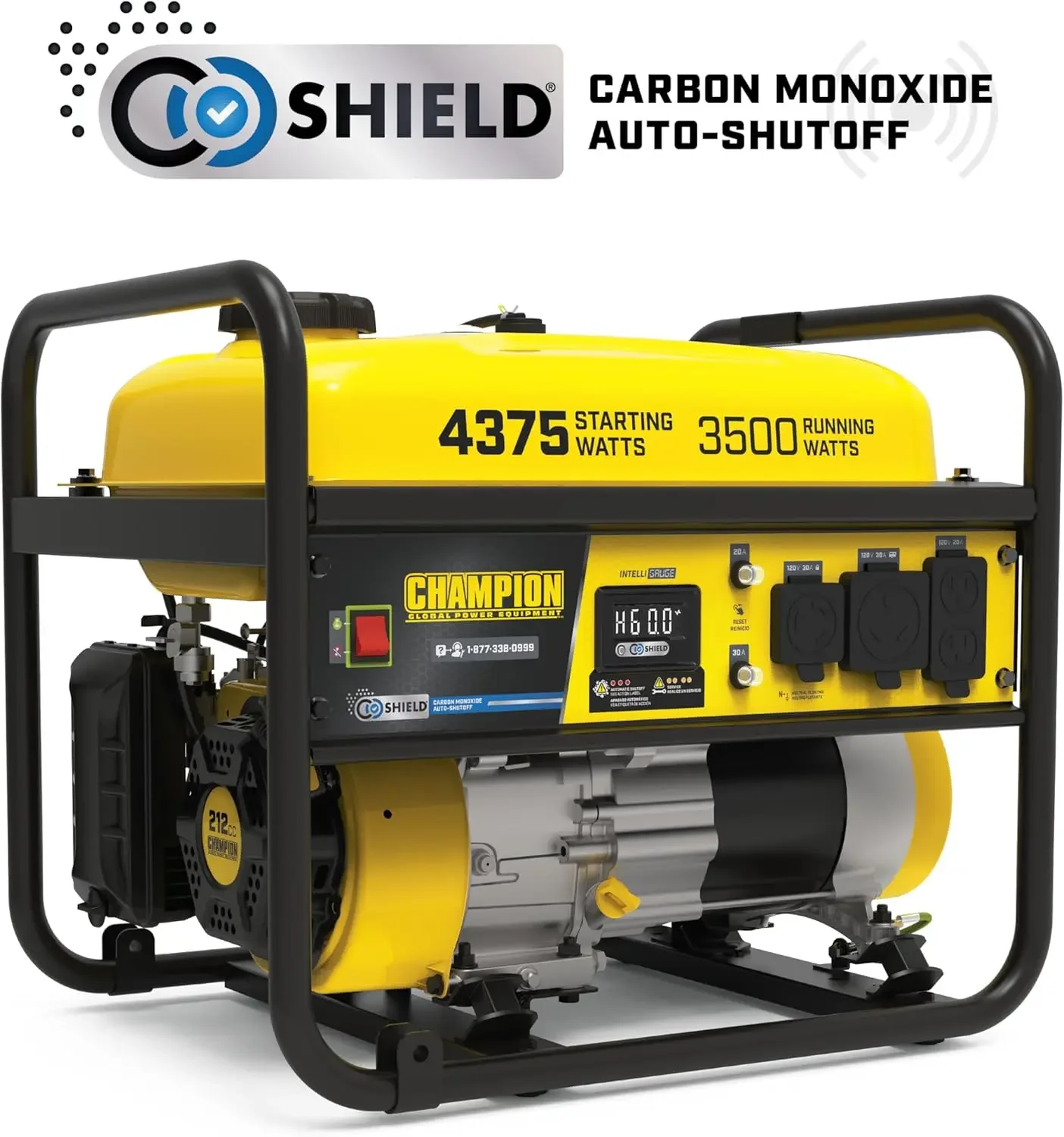 4375-Watt RV Ready Portable Generator with CO Shield Includes A Low Oil Shut-off Sensor and Holds 0.6-quarts of Oil