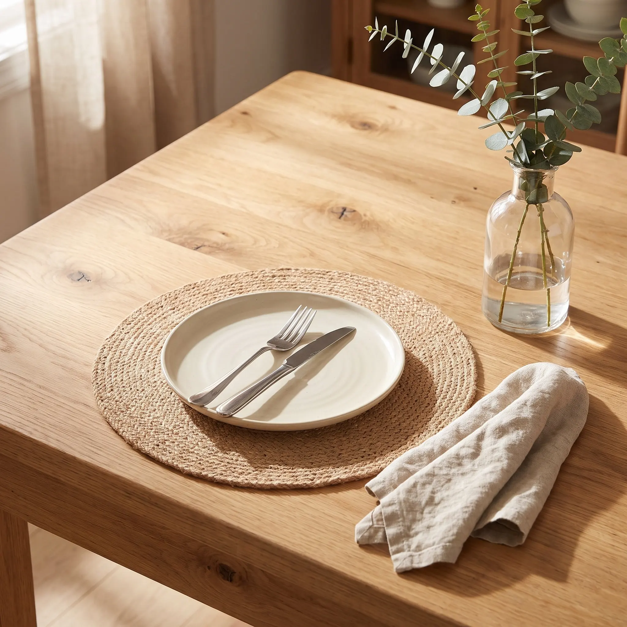 4Pcs Round Brown Jute Placemats Natural Woven Farmhouse Boho Dining Table Decor Non Slip Protective Mats 15 Inch