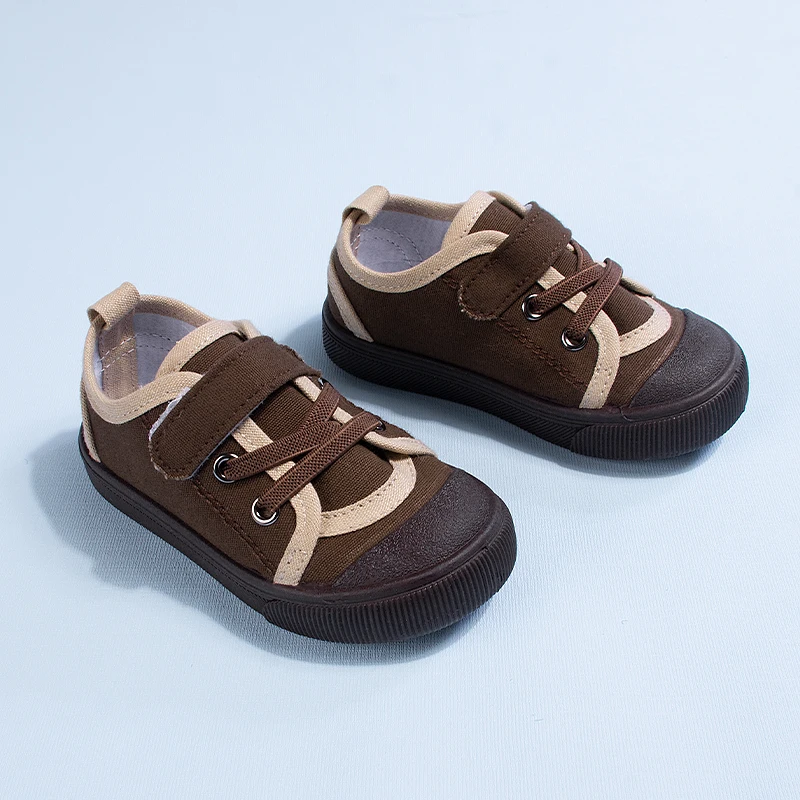 Autumn Spring Four Seasons Cute Minimalist Safety Toe Kids Canvas Shoes Casual Soft Sole Color Block School Season Bestseller
