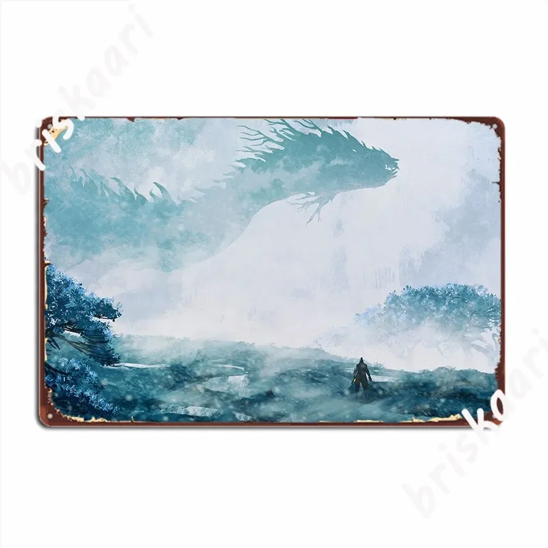 Lone Wolf Vs Dragon Snow Metal Plaque Poster Garage Club Garage Decoration Cinema Kitchen Create Tin Sign Poster