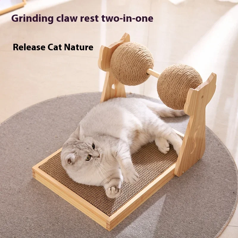 Solid Wooden Cat Scratching Wrench Scratching Wear-resistant Non-dandruff Cat Toys Spherical Cat Scratching Post