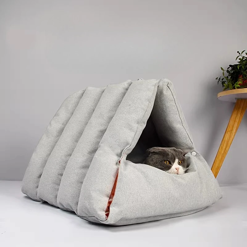 

Утепленная лежанка-палатка для кошек, зимняя теплая лежанка для домашних животных, закрытая лежанка для маленьких собак со съемной подушкой, трансформируемая в диван, для домашних кошек
