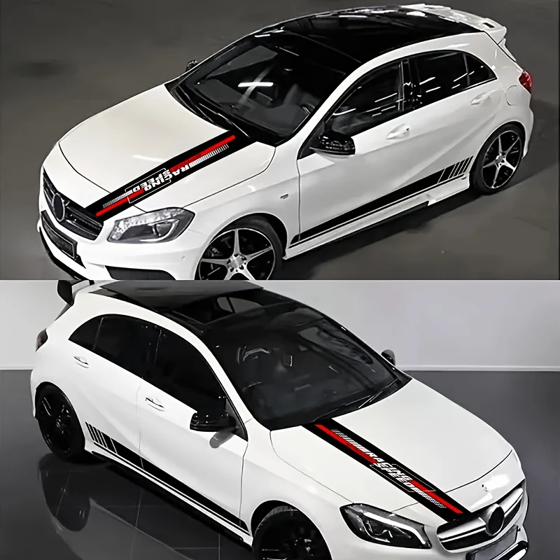 

1 Racing Speed Car Decal | Waterproof scratch-resistant vinyl self-adhesive black/red trim strip, smooth finish, irregularly